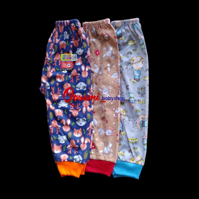 CIKO MIKO 3 pcs Celana Panjang Bayi Motif Uk S, M, L, XL SNI