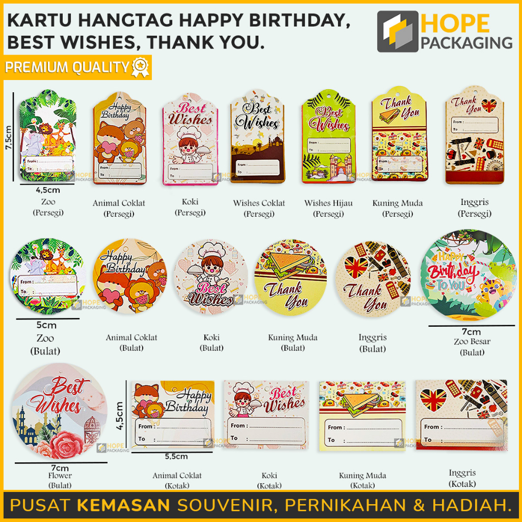 [ ISI 10PCS ] Hangtag Kartu Seri 3 Hang Tag ulang tahun / best wishes / thank you /  Idul Fitri Lebaran