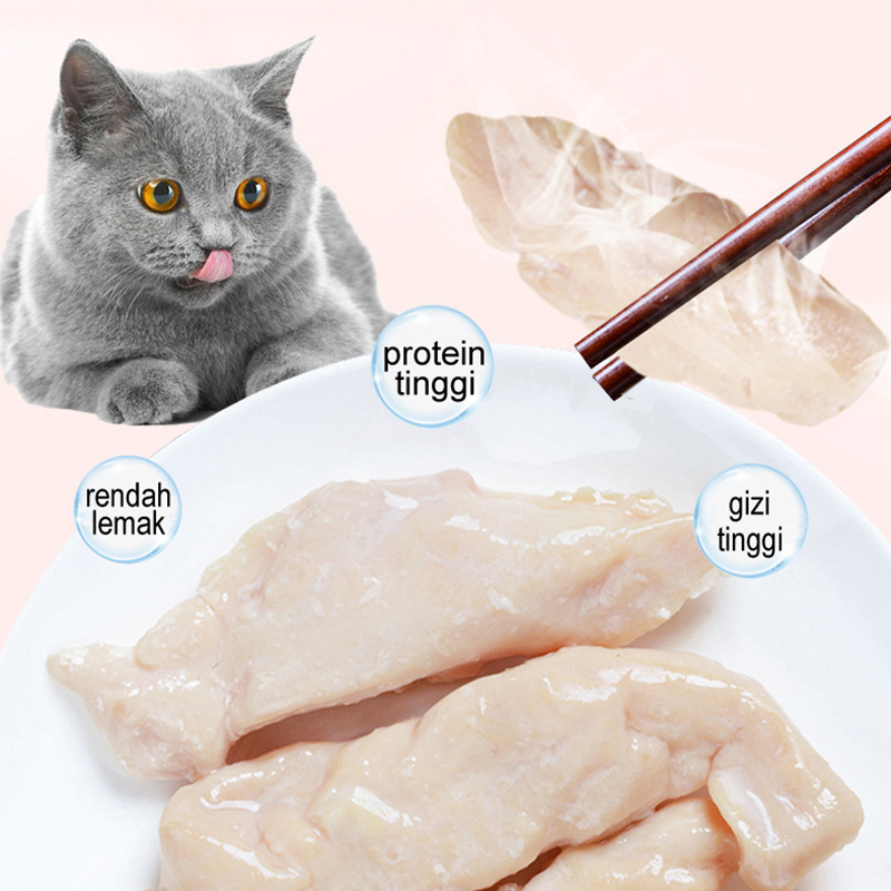 Loin Ayam Steam Kucing Anjing 40gr Cemilan Kucing Snack Makanan Ringan Anjing Protein Tinggi