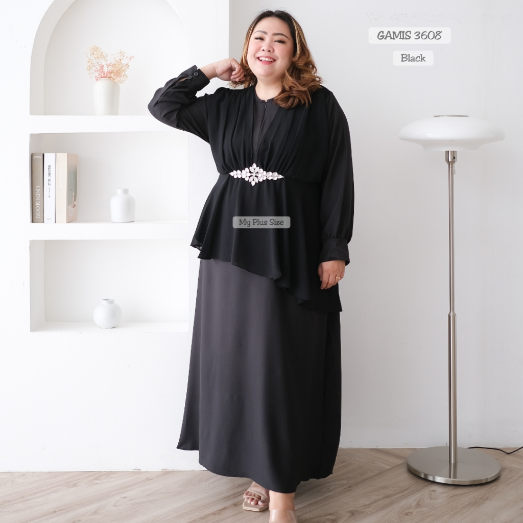 Gamis Payet Permata Jumbo 3608, Ld 130 &amp; 145 cm