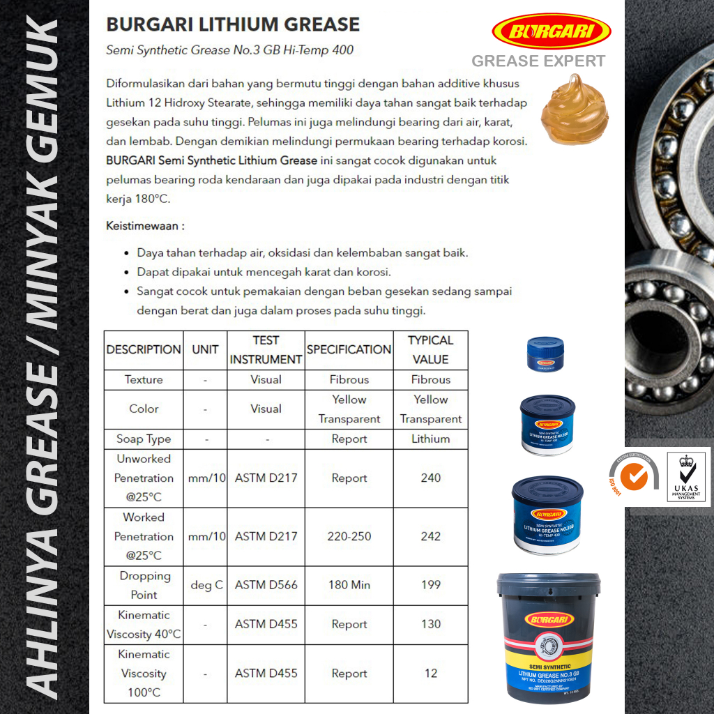 Minyak Gemuk 100 gram Anti Panas / Lithium Grease High Temperature BURGARI