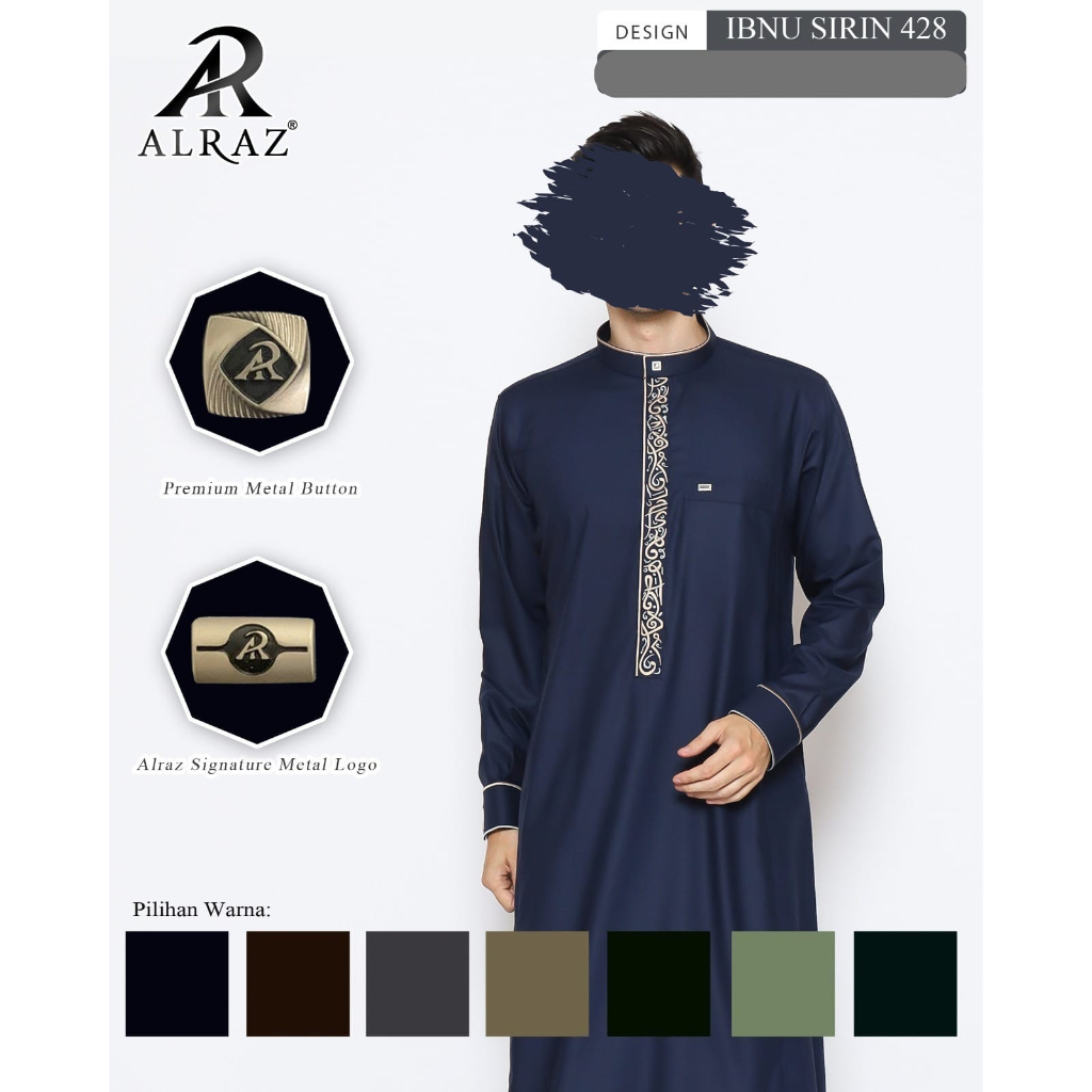 BISA COD GAMIS JUBAH AL RAZ KALIGRAFI BORDIR LENGAN MANSET PREMIUM MODEL IBNU SIRIN