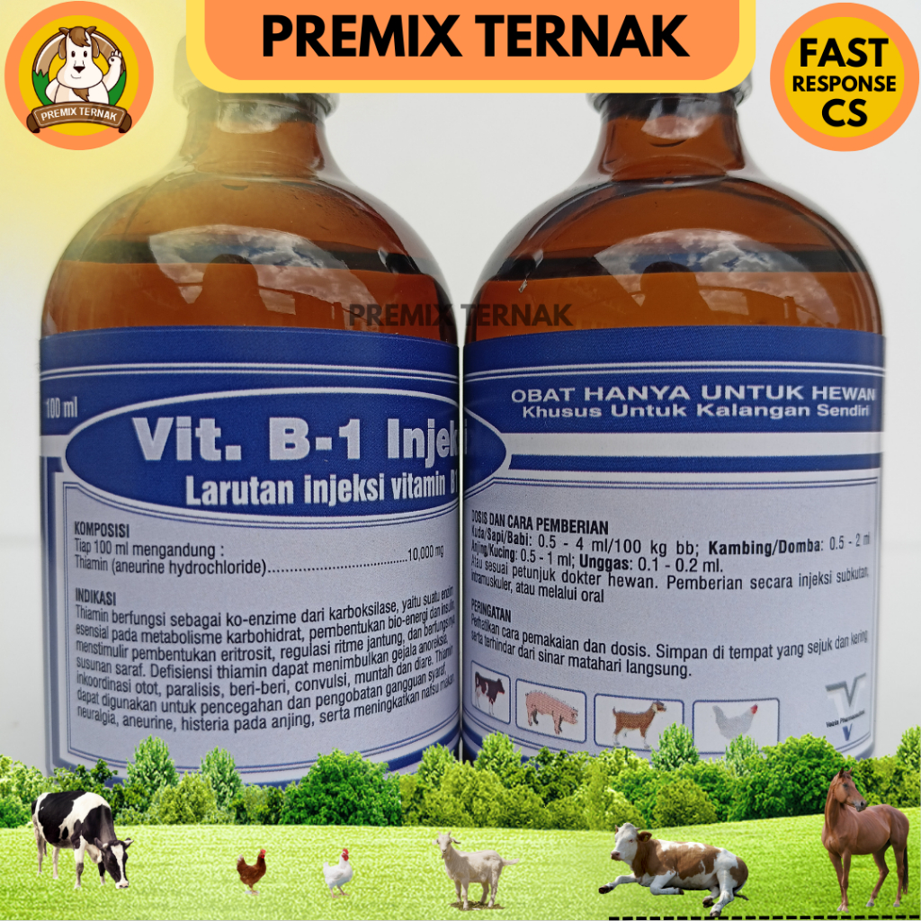 VITAMIN B1 HEWAN 100ml (Biru) - Pertumbuhan Nafsu Makan Hewan - Vit B1 Hewan - Vitamin B1 hewan - like B1 Wonder