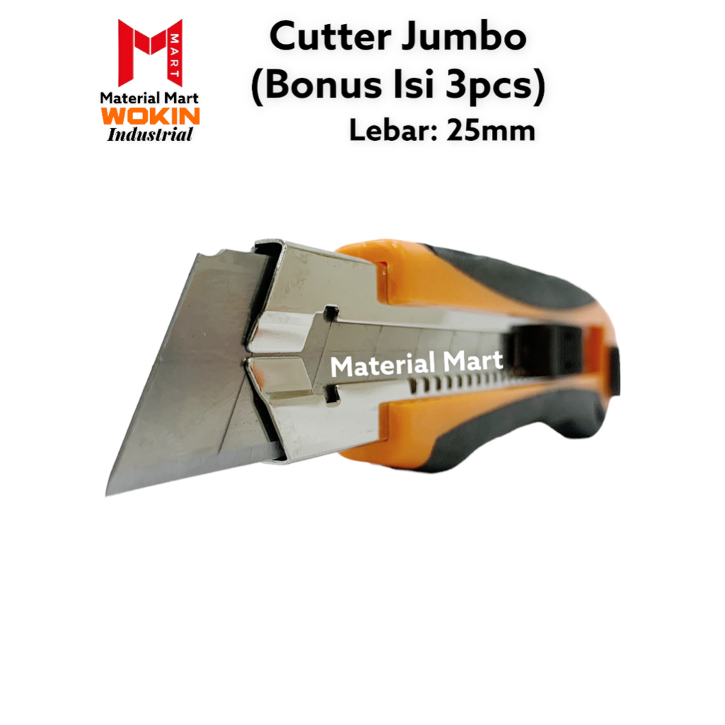 Pisau Cutter Wokin 25mm Besar | Isi Cutter 25 mm Jumbo | Refill Cutter Wokin Besar | Utility Cutter Wokin Jumbo | Alat Pemotong Kertas Besar | Material Mart