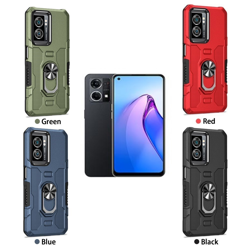 Case Armor OPPO RENO 8 4G Iring Cincin Magnetic Kesing Hp Protect kamera Premium Hard Case Standing Robot Pelindung Kamera