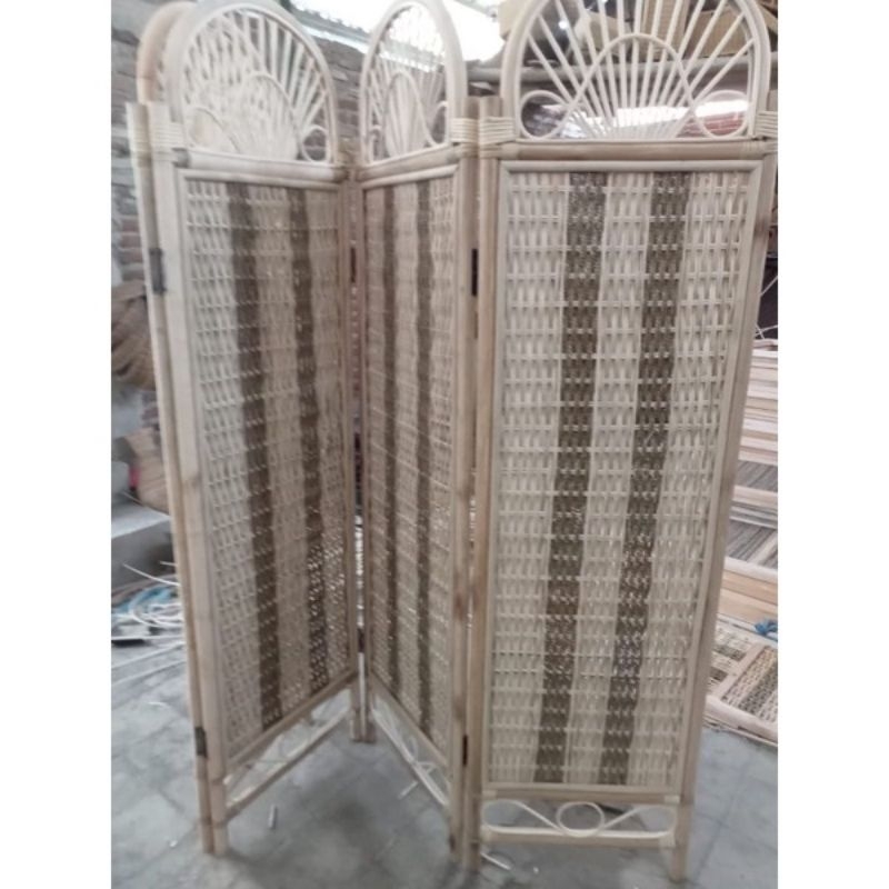 (3 pintu)sketsel rotan partisi pembatas ruangan partisi rotan penyekat ruangan rotan asli harga