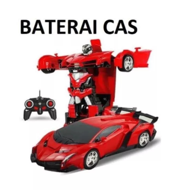 Mainan Anak Mobil Remote Control RC TRANSFORMER 1: 18 MOBIL REMOT JADI ROBOT BATERAI CAS