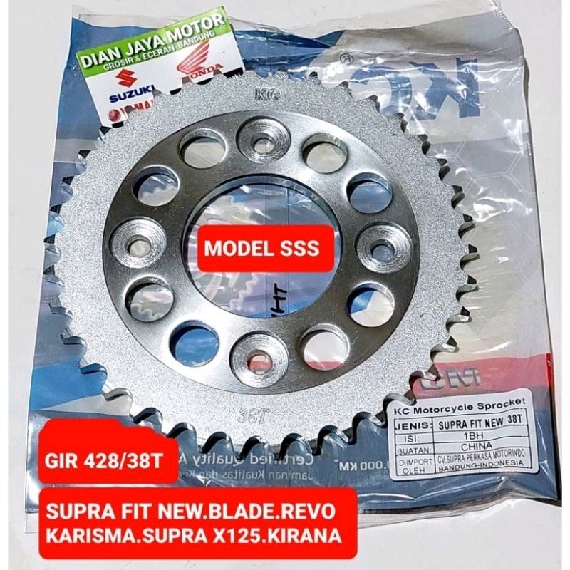 GIR BELAKANG BLK SUPRA FIT NEW.SUPRA X125 KARISMA.BLADE.REVO 428/38T 428/40T KC PREMIUM DIAN JAYA MO