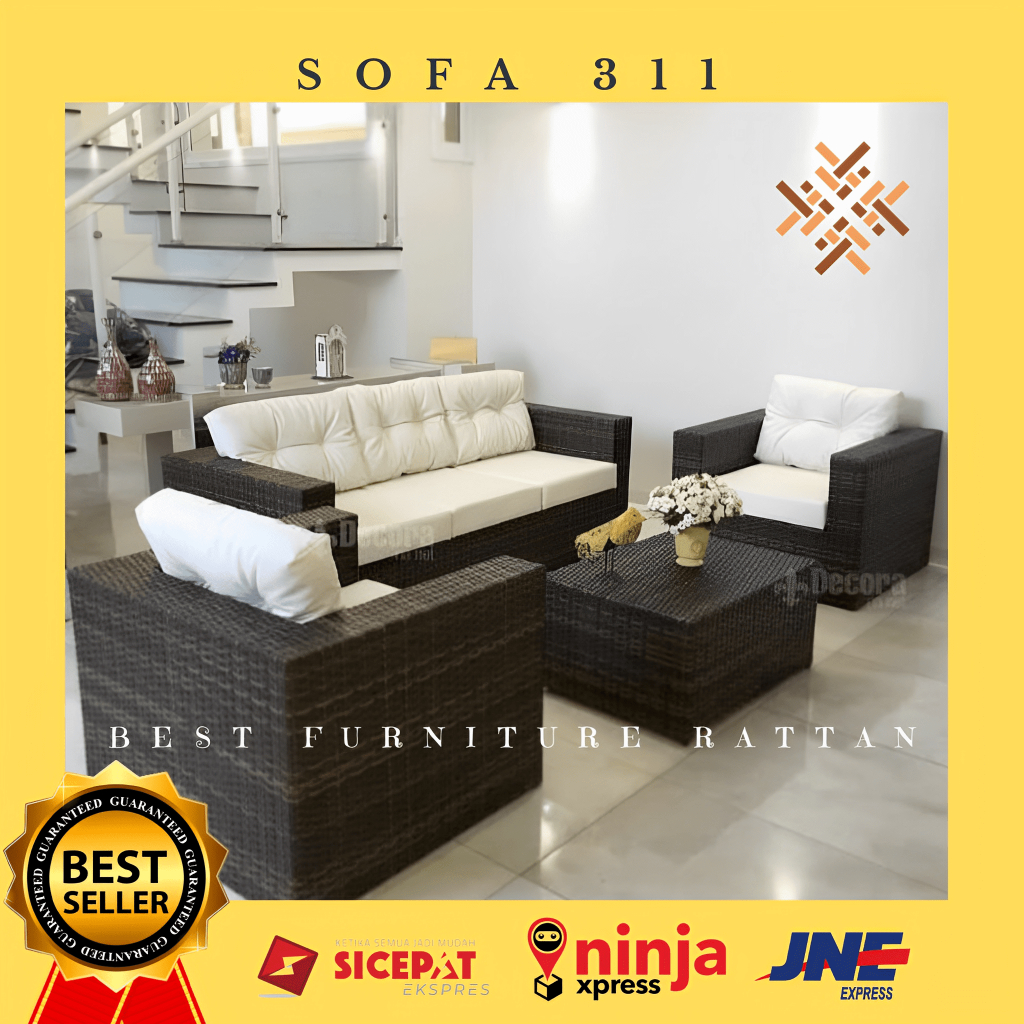 Set Kursi Sofa Bangku Korsi 311 Duduk Teras Malas Santai Rotan Sintetis Untuk Teras Ruang Tamu 1 set