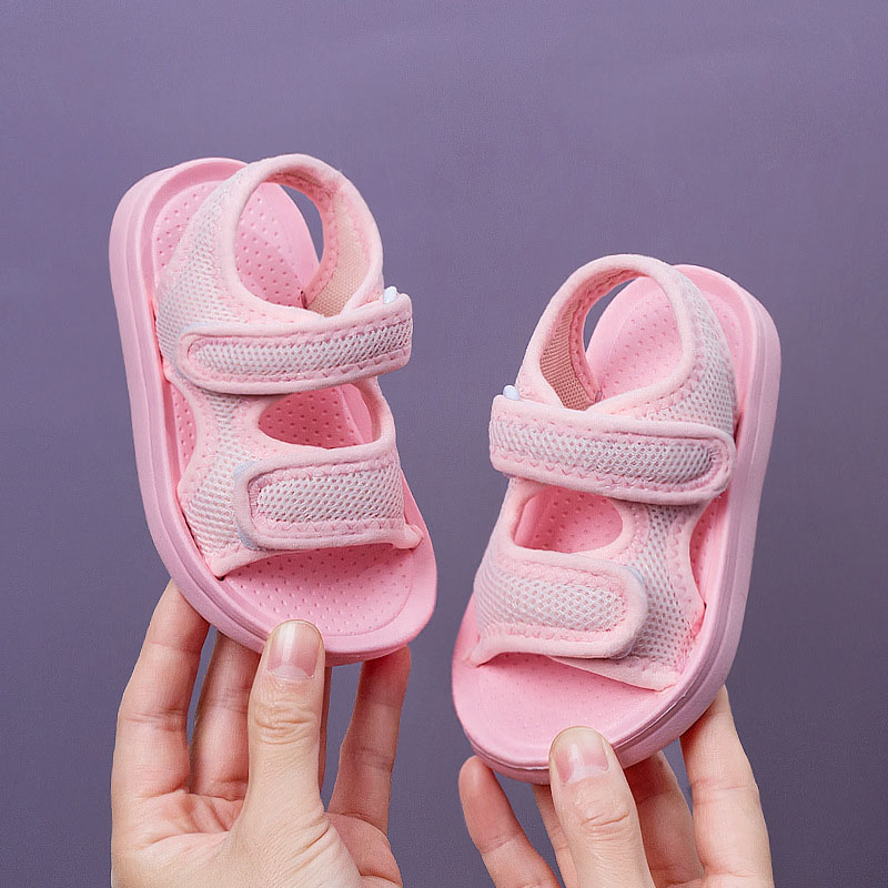 Bayi Laki-laki Perempuan Sandal Bayi Musim Panas Sepatu Luar Ruangan Sepatu Terbuka-Jari Kaki Anti Selip Kain Jaring Balita Sepatu Pejalan Kaki Pertama