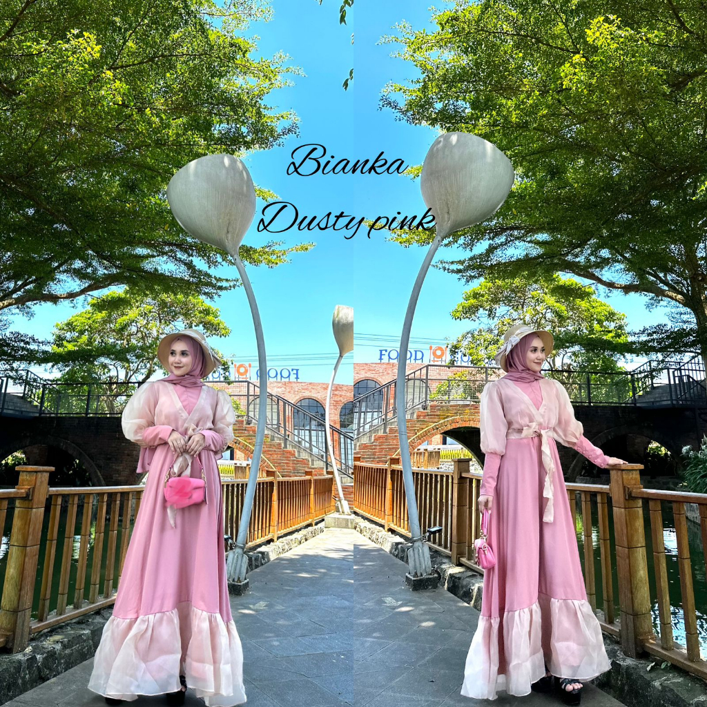 Bianka Dress Rayon Crincle Mix Organza Busui Ori Arraffa Syari