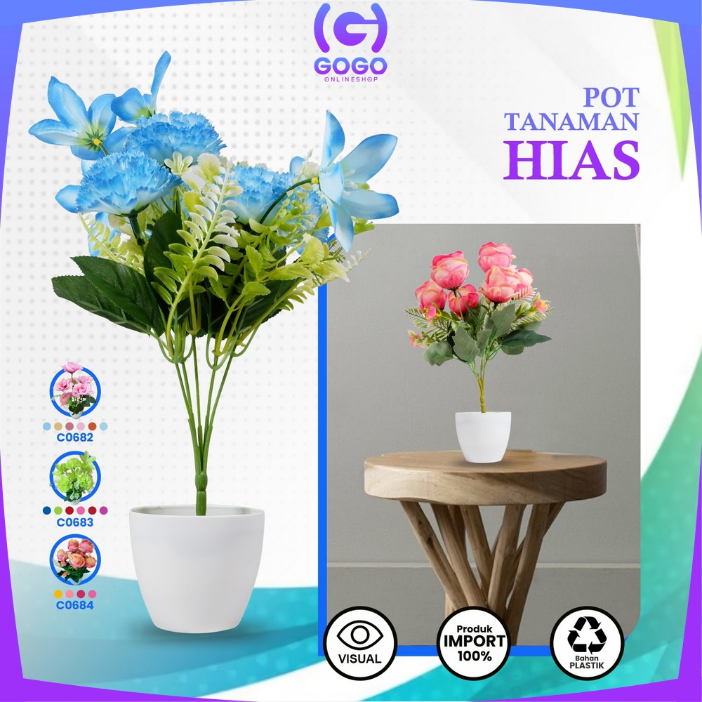 GOGO-C682 C684 Pot Tanaman Bunga Lily Artificial Dekorasi Rumah / Tanaman Hias Plastik Pot Bunga Hias Bunga Artifisial Dekorasi