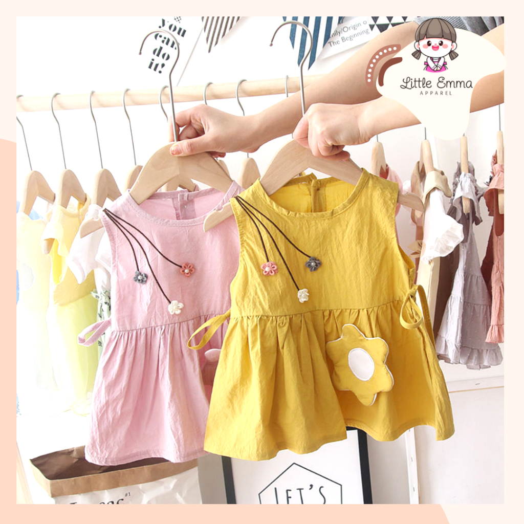 (1 Tahun - 4 Tahun) Dress Anak Perempuan Import/Gaun Anak Impor Kasual Sleeveless Katun