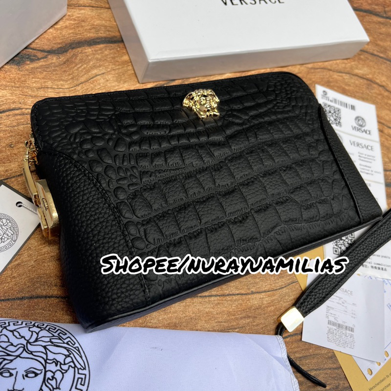 Clutch Versace dengan kode kunci kulit asli import premium clutch pria Versace clutch pria branded