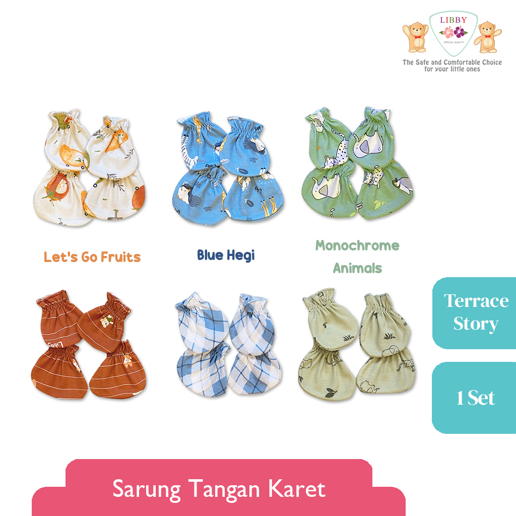 LIBBY Sarung Tangan &amp; Kaki Motif (1 pcs/set) | STK Bayi