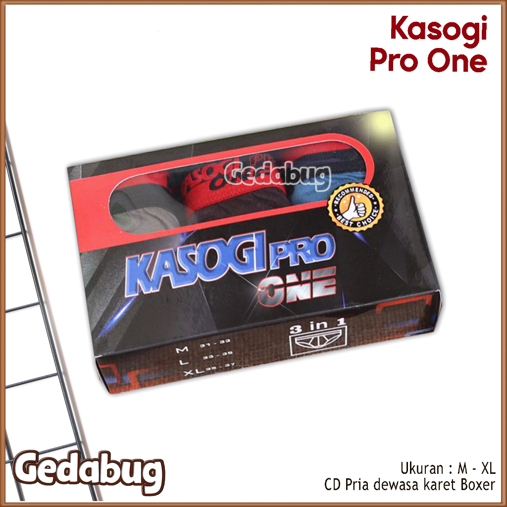 3 Pcs - CD KASOGI Pro One | Celana dalam Pria dewasa seegitiga karet Boxer | Gedabug