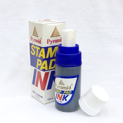 

pyramid stamp pad ink tinta stempel warna hitam dan biru