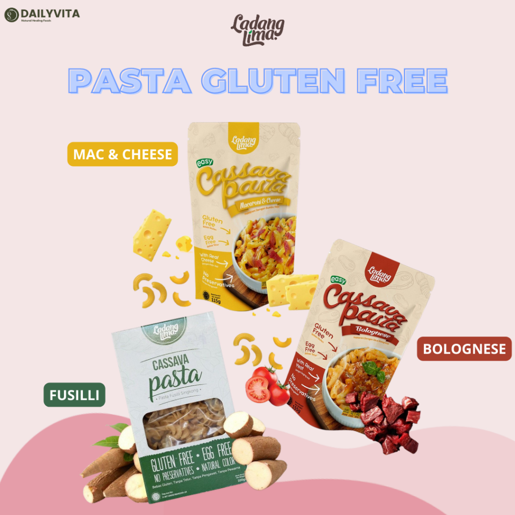 Ladang Lima - Cassava Pasta Mac&amp;Cheese 115gr/Pasta Bolognese 155gr/Pasta Fusilli 100gr Pasta Sehat Gluten Free