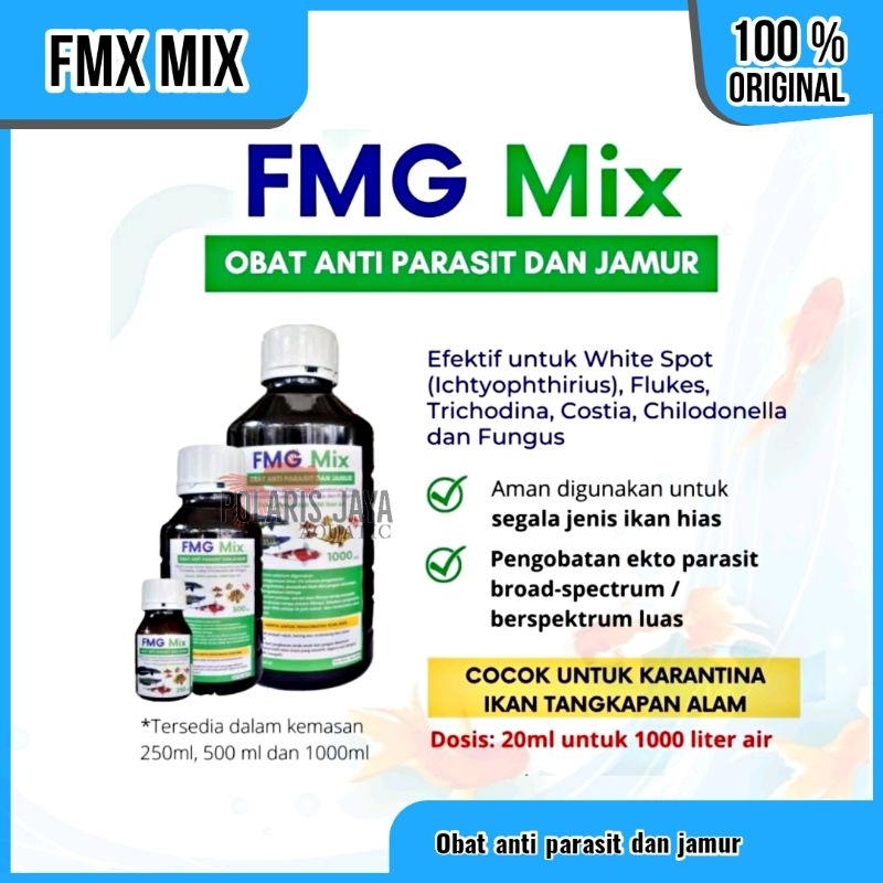 OBAT IKAN PARASIT WHITE SPOT FLUKES JAMUR KOI KOKI CHANNA FMG MIX