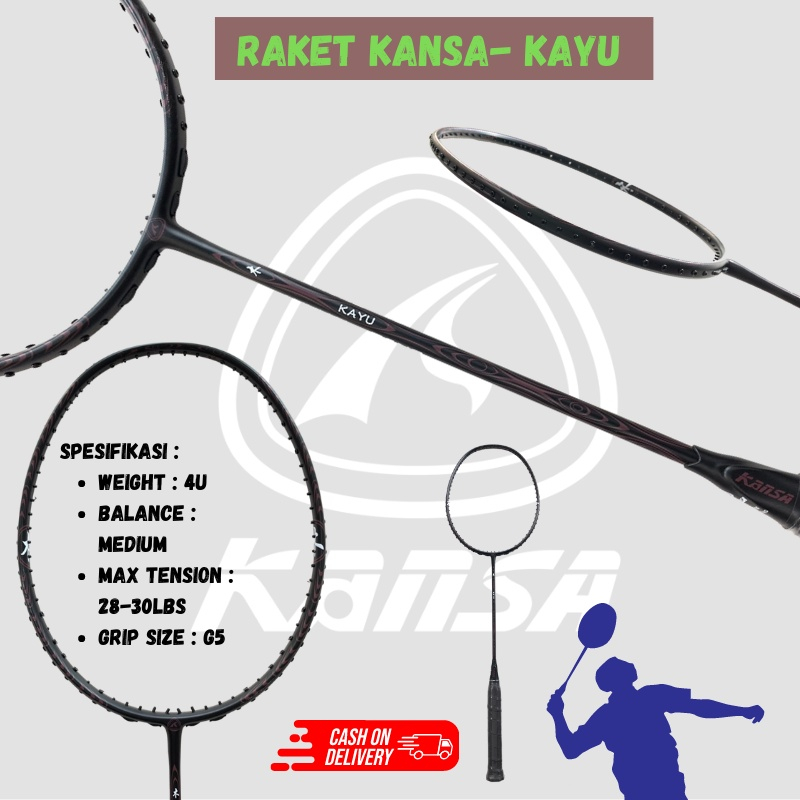 Raket Badminton Element Kayu batangan