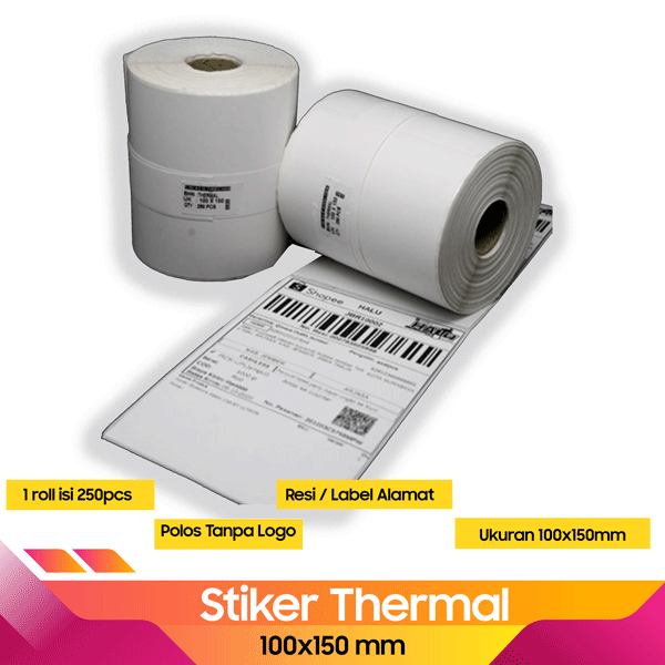 

Kertas Thermal Sticker 100x150 Resi Label Pengiriman A6 Barcode 250Pcs Stiker Termal