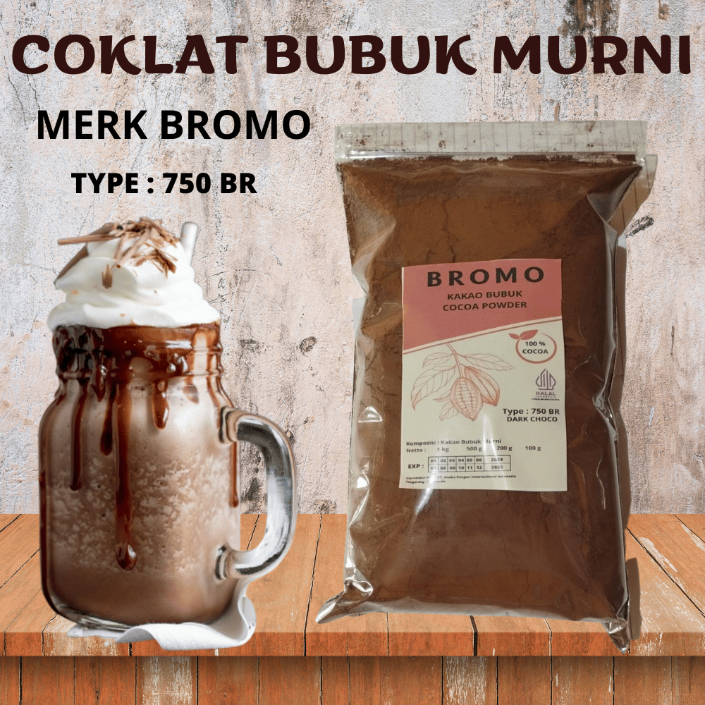 500 gr BUBUK COKLAT MURNI  MERK BROMO TYPE 750 BR  | COKLAT DARK MURNI | COKLAT MURNI KILOAN | BUBUK COCOA | KAKAO BUBUK | ES PANJANG UMUR | COKLAT BROWNIES | CHOCO MURNI | CHOCO POWDER | BUBUK COKLAT KAKAO ASLI 100 %HALAL | JAWA TENGAH