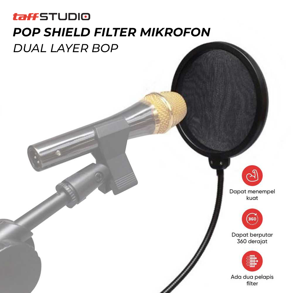 (PROMO) Pop Filter Mikrofon Double Layer / Pop Shield Microphone / POP SHIELD FILTER MIKROFON DUAL LAYER BOP