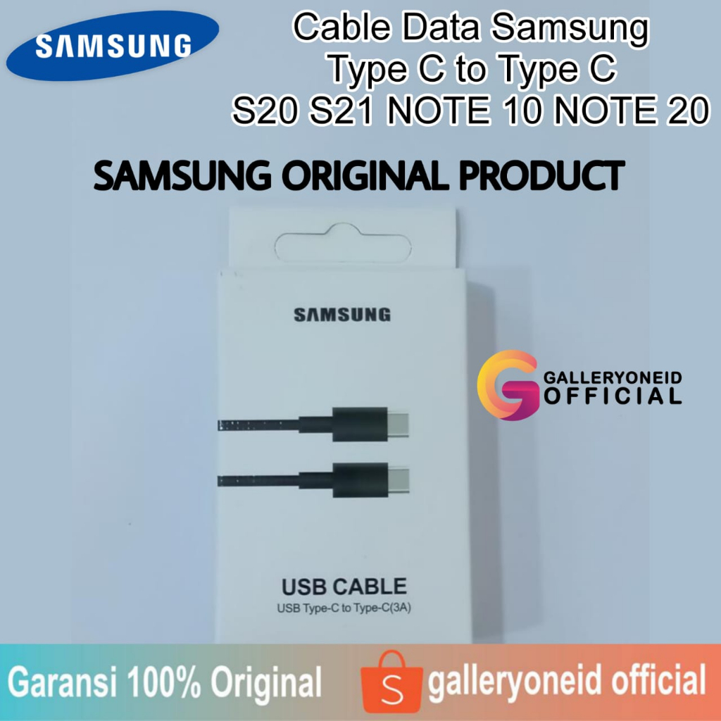 Kabel Data Samsung Note 10 20 S20 S21 Ultra Type C To Type C QC 3.0 Original 100% Fast Charging