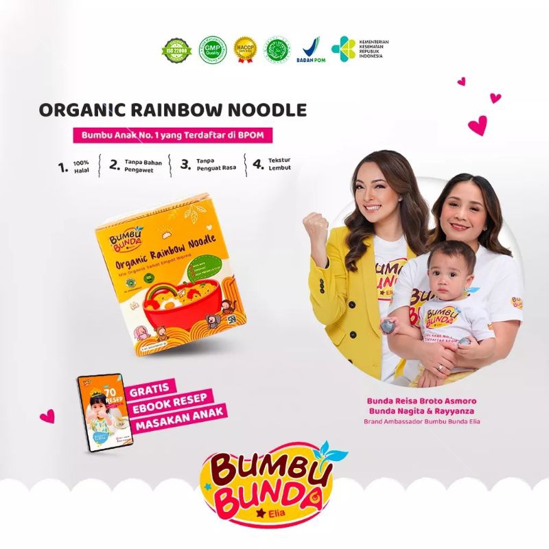 

Bumbu Bunda Elia Organic Rainbow Noodle MPASI / Mie Organik MPASI / Mie