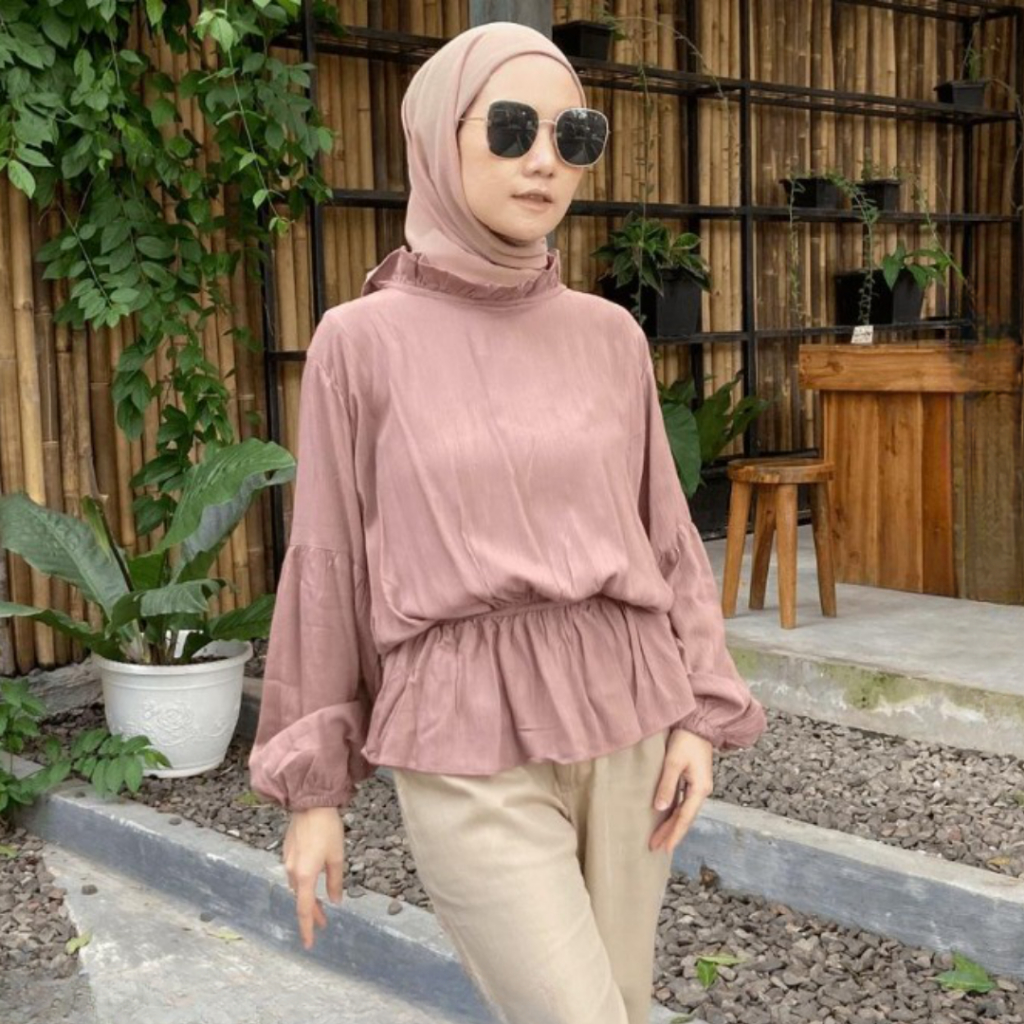 Arfa Blouse Pakaian Atasan Baju Fashion Wanita Kekinian Bahan Rayon Crinkle Premium