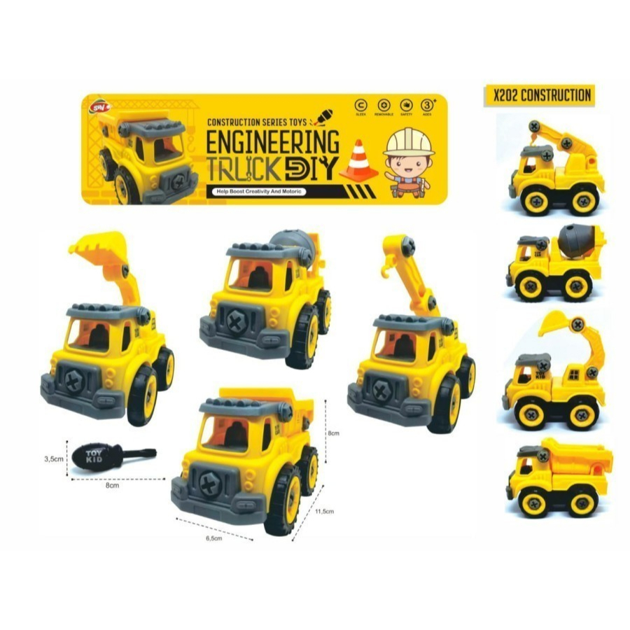 Mainan Diy Bongkar Pasang Mobil Pemadam dan Truck Engineeering set 4