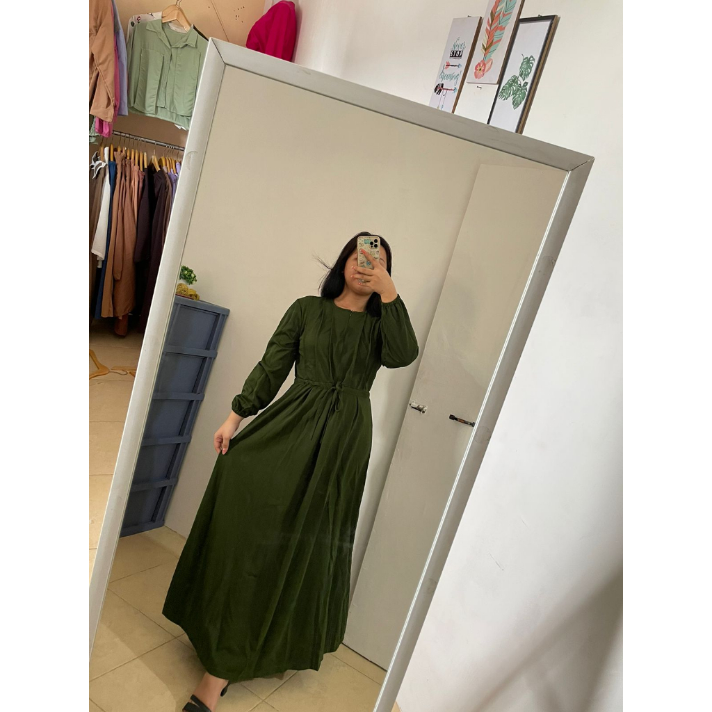 Gamis Anggun Dress Maxi Casual Tali Moscrepe Premium