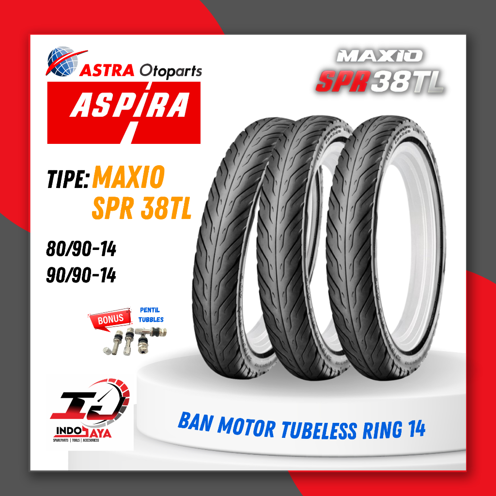 [BAYAR DI TEMPAT] BAN ASPIRA TUBELESS SPR 38 TL (80/90 - 90/90) / BAN TUBLES ASPIRA MAXIO SPR38 TL R
