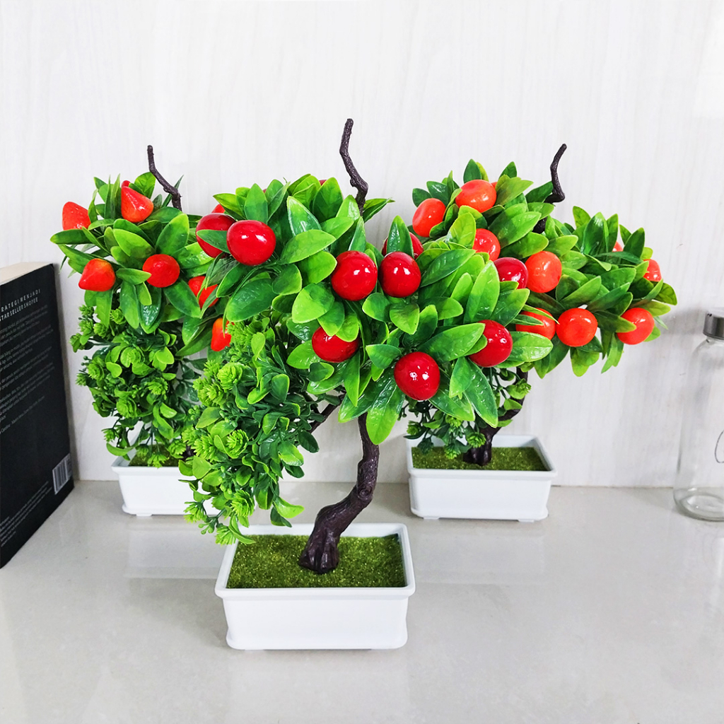 Tanaman Hias Buah Bonsai Artifisial Ornamen Pot Sintetis Palsu Pajangan Dekorasi Rumah Artifical Plants Azgalery PBP84