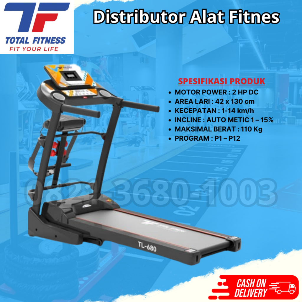 Alat olah raga, Cardio, Treadmill, Treadmill Murah TL 680 Total Banyumas