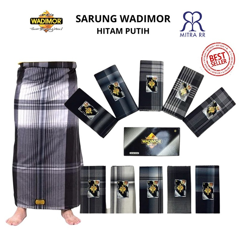 Sarung Tenun WADIMOR motif HITAM PUTIH Satuan/ Grosir Sarung Dewasa