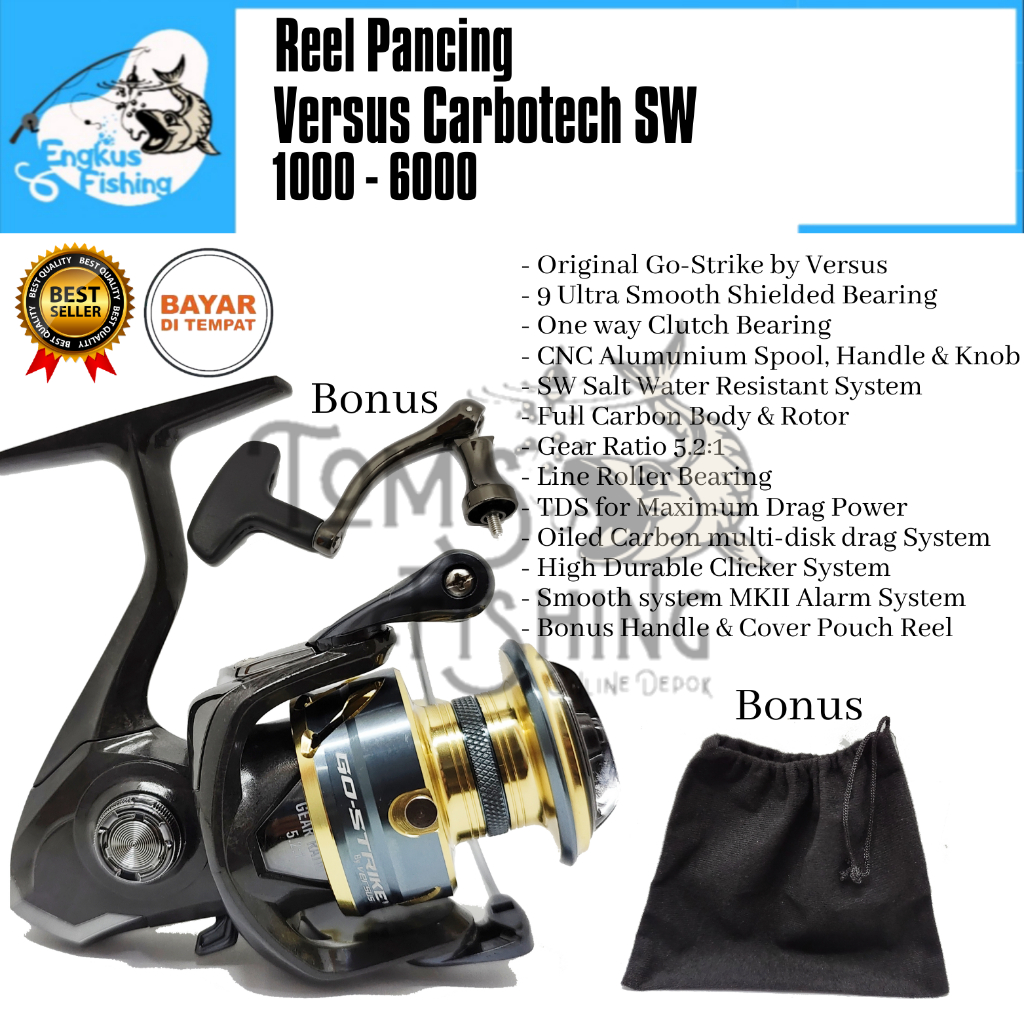 Reel Pancing Versus Carbotech SW Terbaru 1000 - 6000 (9 Bearing) Salt Water Murah - Engkus Fishing