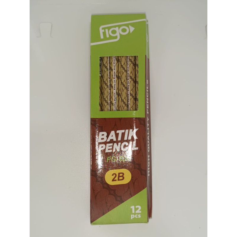 PENSIL KAYU HITAM 2B HIJAU BIRU BATIK BIASA MURAH MEREK FIGO 1 PAK ISI 12 PCS