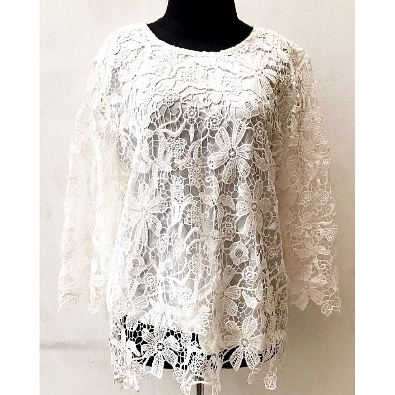 SALE EX BUTIK BROCADE TOP WOMAN BACK ZIP - BLOUSE ATASAN WANITA BROKAT