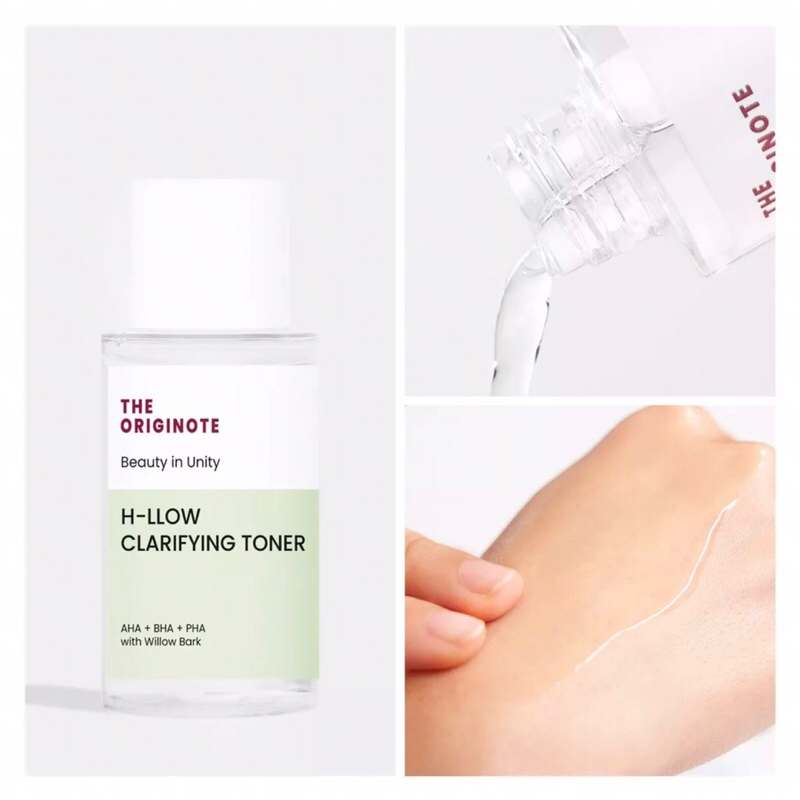 The Originote H-llow Clarifying Toner - Exfoliating dan Hydrating Toner Eksfoliasi dan Melembabkan Wajah with AHA BHA PHA【BPOM】