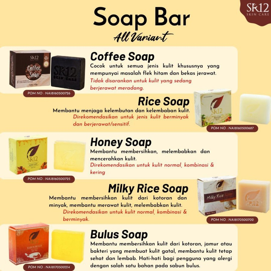 Sabun SR12 Herbal Sabun Bulus Sabun Kopi Coffee Soap Rice Soap Milk Sabun Herbal