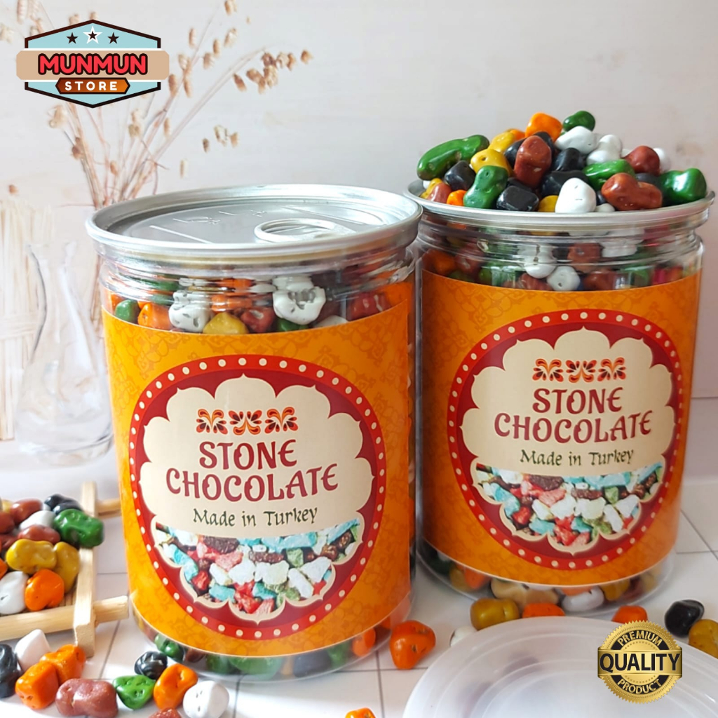 

Pet Can Stone Chocolate 500gr Hampers Coklat Kerikil Coklat Arab Coklat Turki Kualitas Premium