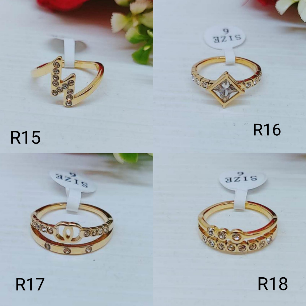 Cincin Titanium Permata Perhiasan Fashion R15/16/17/18