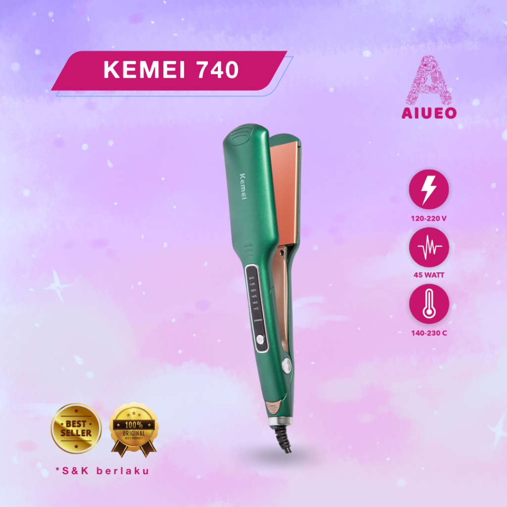 AIUEO | Catokan Kemei Murah 740 Curly Straight Lurus Keriting Alat Catok Rambut 2 in 1 3 in 1