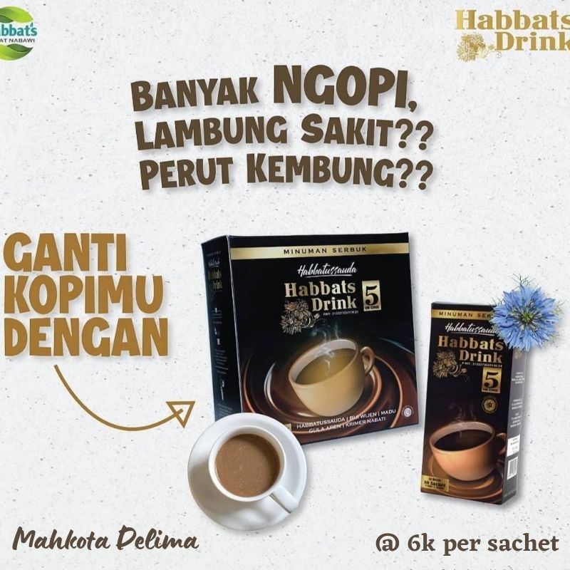 Habbats Drink Minuman Serbuk Habbatussaudah Pengganti Kopi Gula Aren Non Kafein Aman Untuk Lambung M