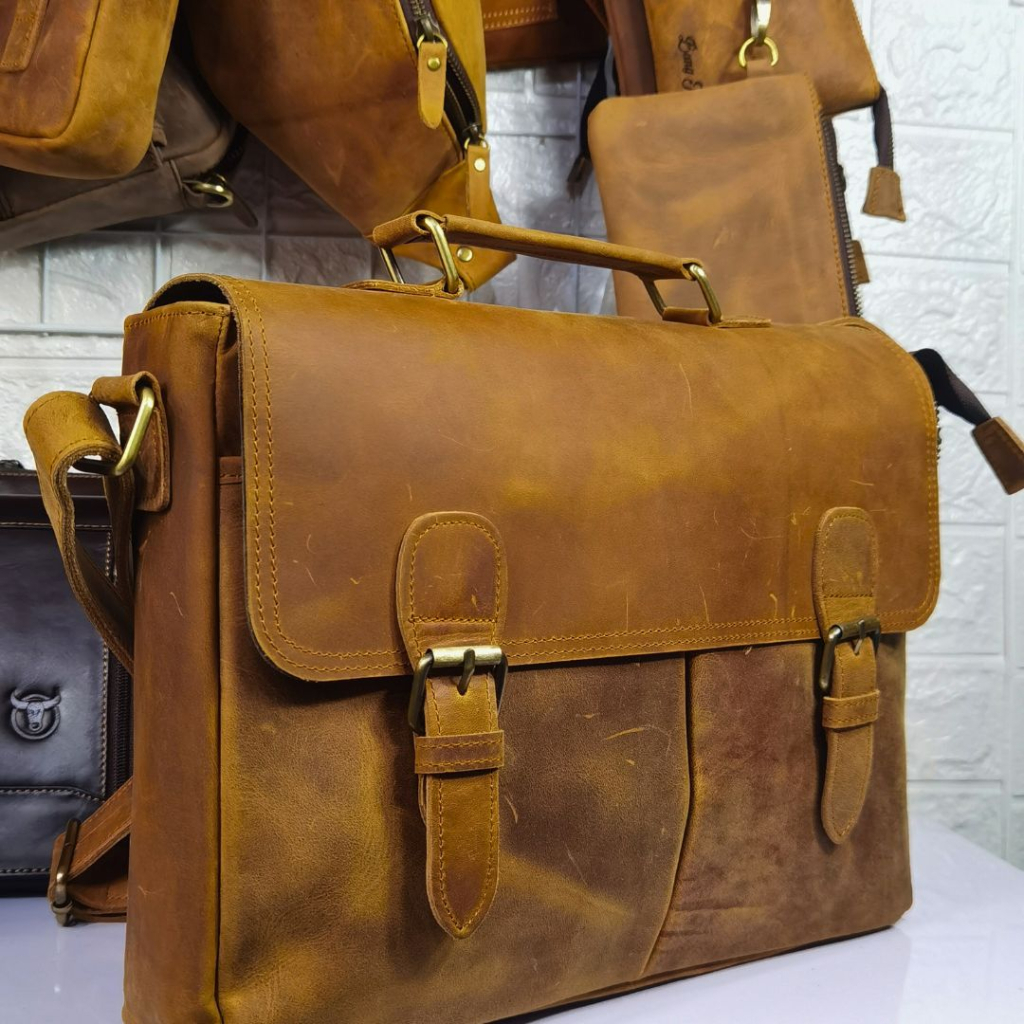 Tas mini laptop Massenger kulit asli selempang 12 inc tipe Kenshin