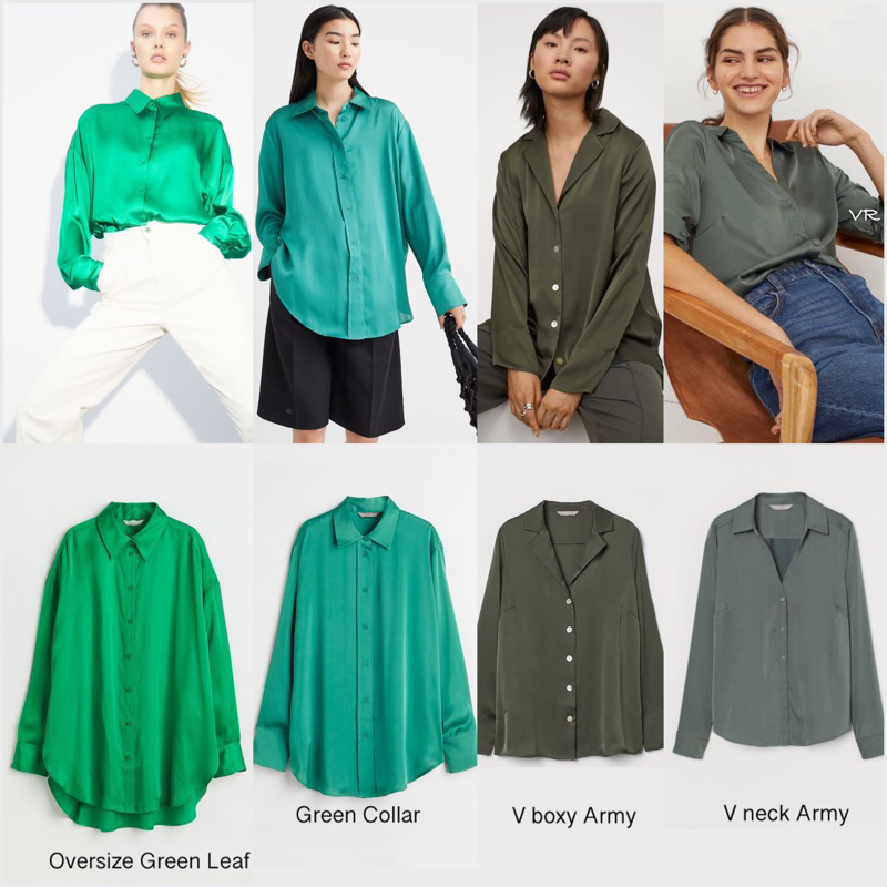 HM HNM BLOUSE SATIN LEMBUT Kemeja Perempuan