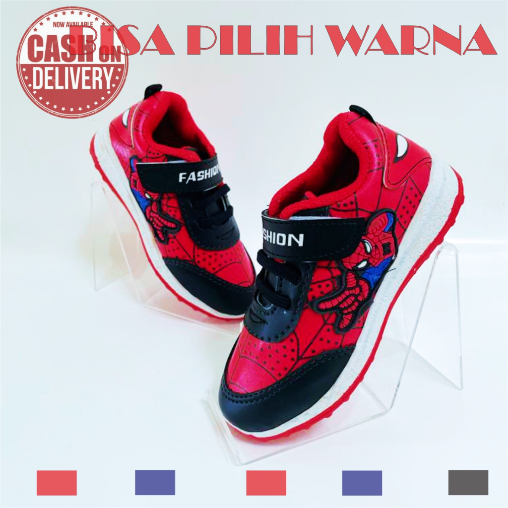 Sepatu Sneaker Anak Laki-laki Motif Jaring Spiderman Keren Bisa COD