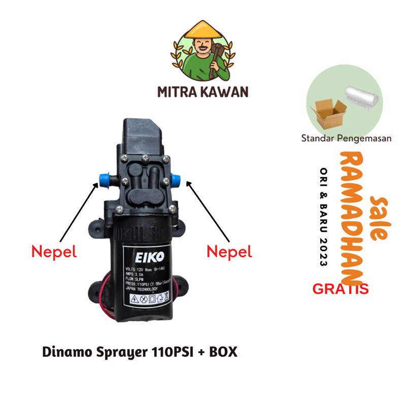 Dinamo Sprayer Elektrik 110psi 12V DC Mist Pompa Sprayer Elektrik EIKO