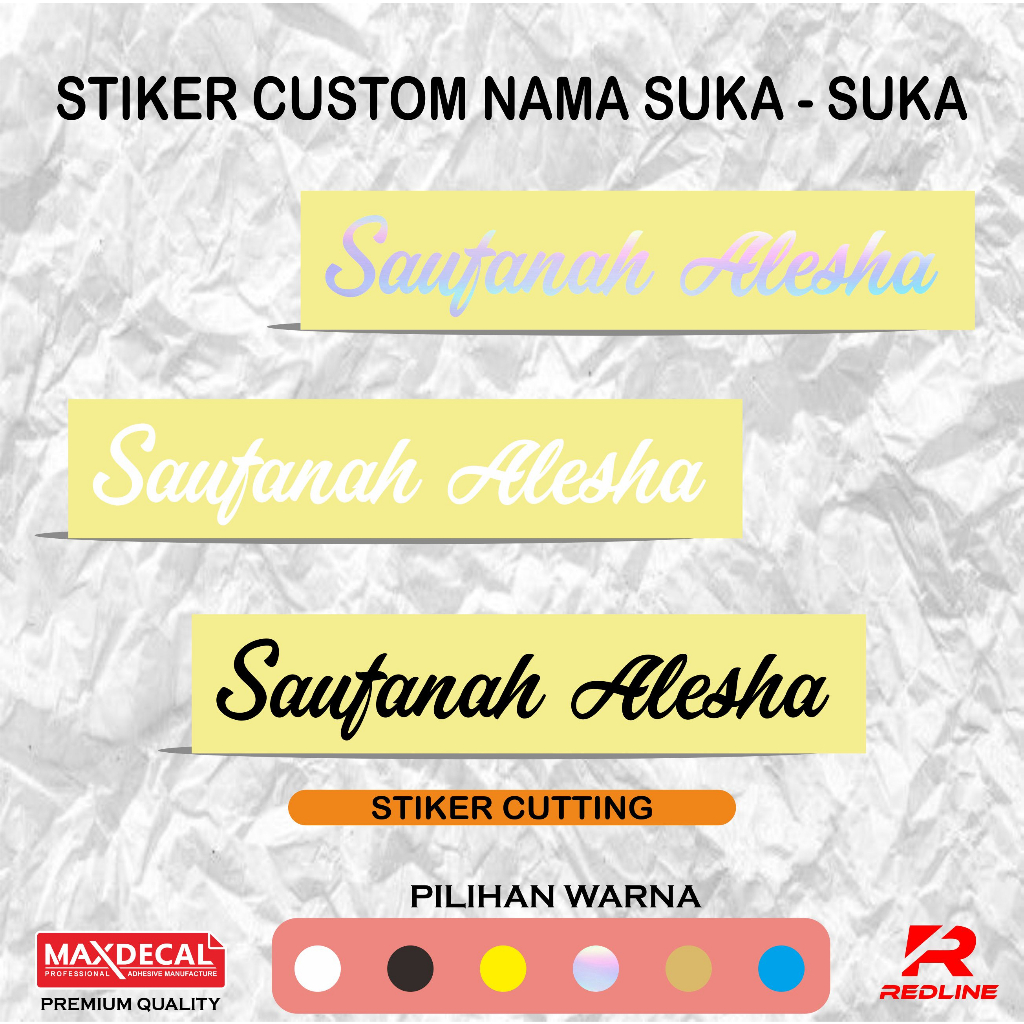 

Stiker custom nama hologram